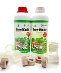 Combo 01 cặp dinh dưỡng Grow Master 2 lít, 20 rọ nhựa, 20 viên nén xơ dừa