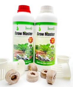 Combo 01 cặp dung dịch Grow Master 2 lít, 200 viên xơ dừa, 200 rọ nhựa thủy canh