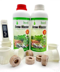 Combo 01 cặp dung dịch Grow Master 2 lít, 200 viên xơ dừa, 200 rọ nhựa và 1 bút đo PPM