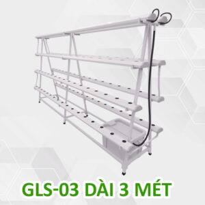 Giàn trồng rau thủy canh chữ A GLS-03 dài 3 mét 4 tầng 8 ống