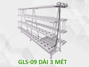 Giàn trồng rau thủy canh chữ A GLS-09 dài 3 mét 4 tầng 16 ống, 264 rọ trồng