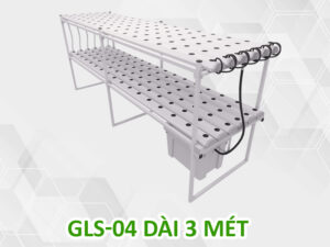 Giàn trồng rau thủy canh 2 tầng GLS-04 dài 3 mét, 192 rọ trồng