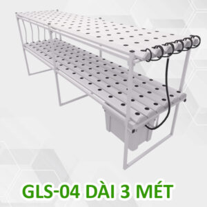 Giàn trồng rau thủy canh 2 tầng GLS-04 dài 3 mét, 192 rọ trồng