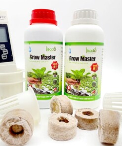 01 cặp dung dịch Grow Master 500ml, 10 viên nén xơ dừa, 10 rọ nhựa, 1 bút đo TDS