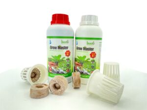 01 cặp dinh dưỡng Grow Master 500ml + 10 viên nén + 10 rọ nhựa thủy canh